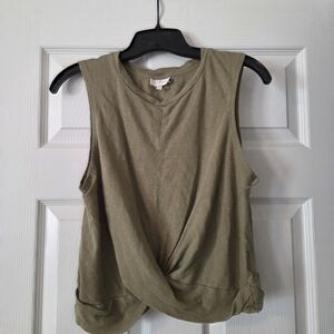 Deletta Olive Twist Front Muscle Tee